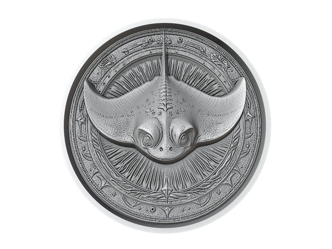Stingray Animal Medallion 3D print model_2