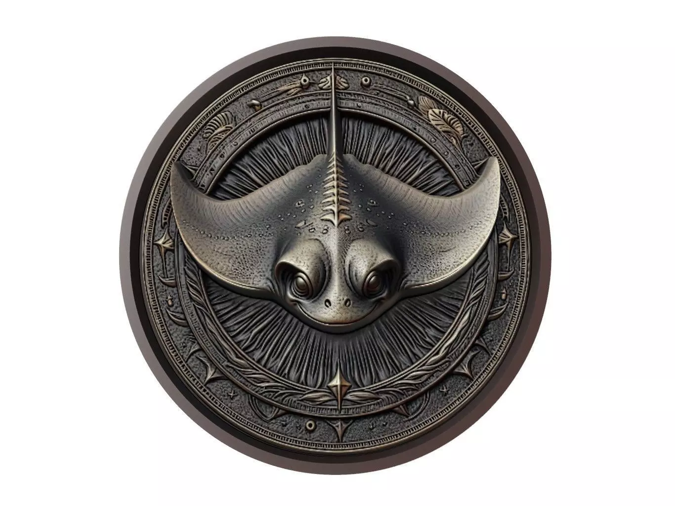 Stingray Animal Medallion 3D print model_0