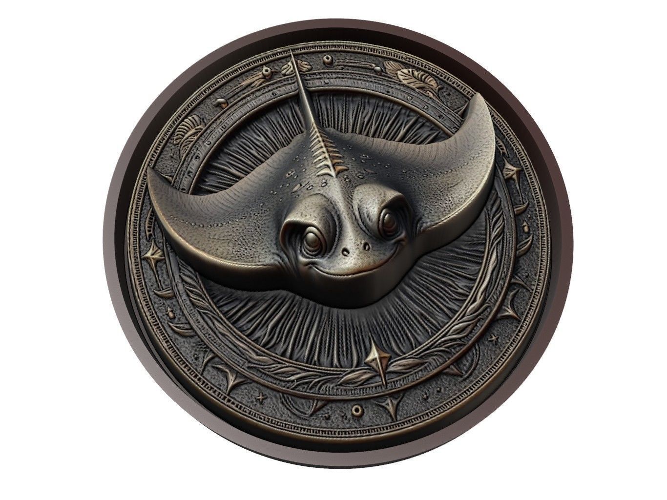 Stingray Animal Medallion 3D print model_1