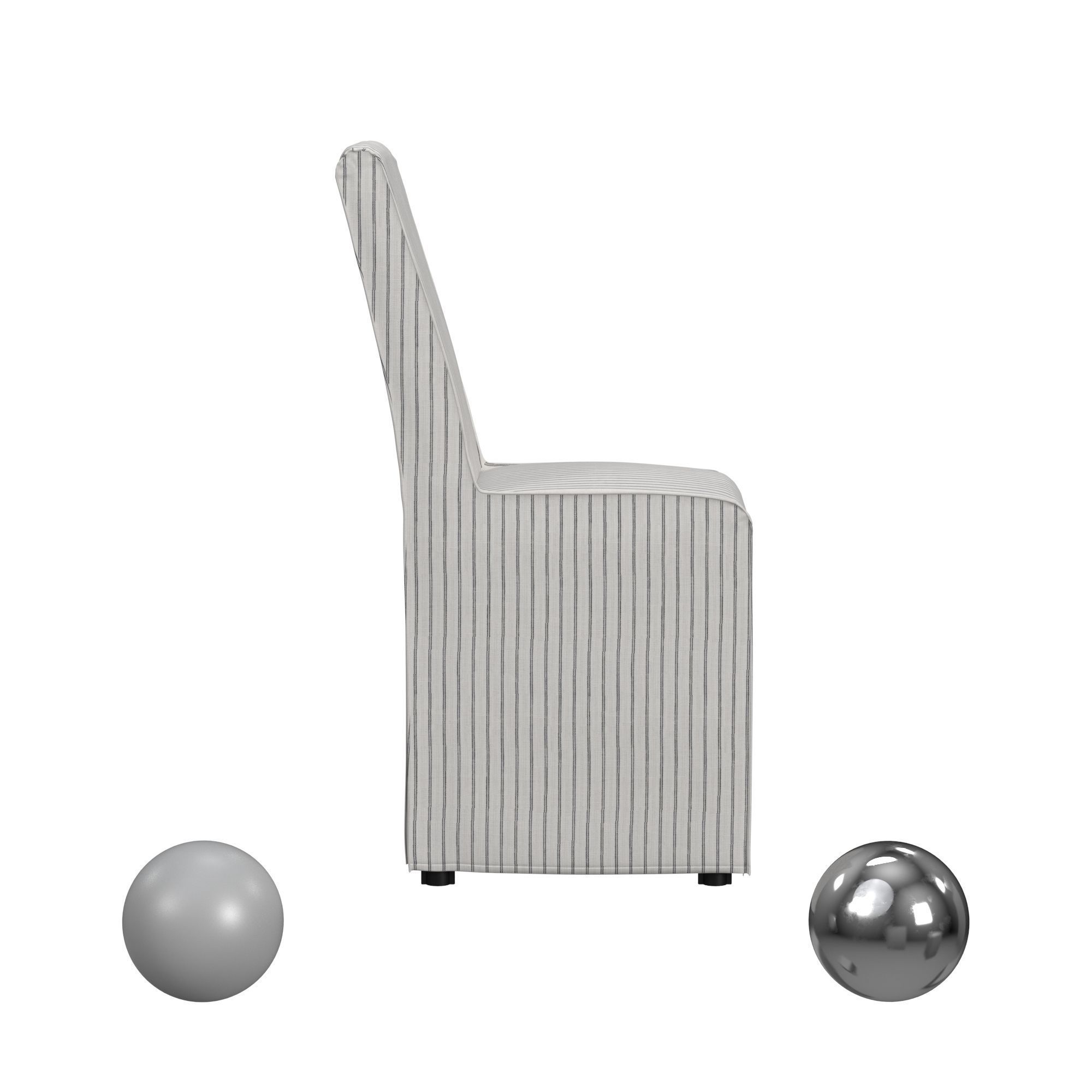 Arianna Upholstered Dining Chair Striped 3D model_2