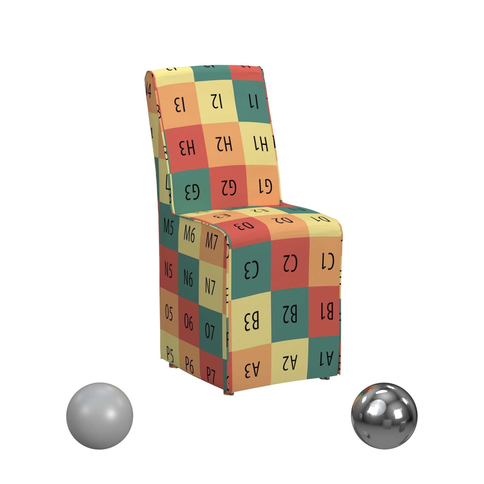 Arianna Upholstered Dining Chair Striped 3D model_3