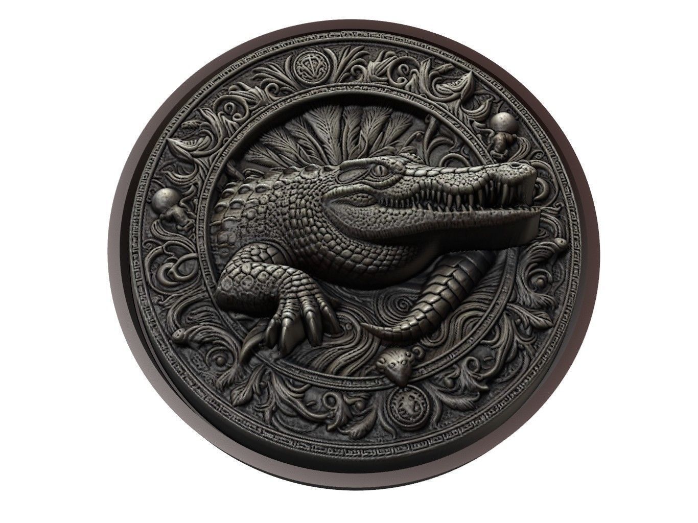 Crocodile Animal Medallion 3D print model_1