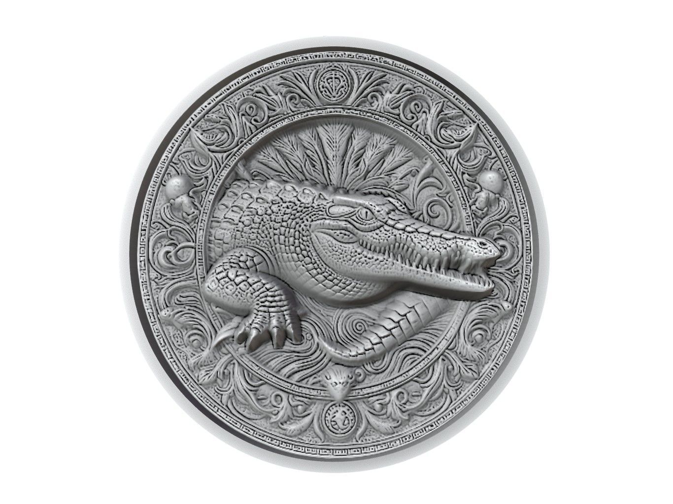 Crocodile Animal Medallion 3D print model_2