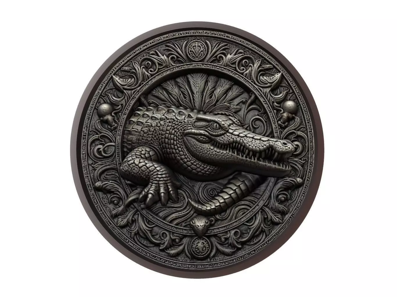 Crocodile Animal Medallion 3D print model_0