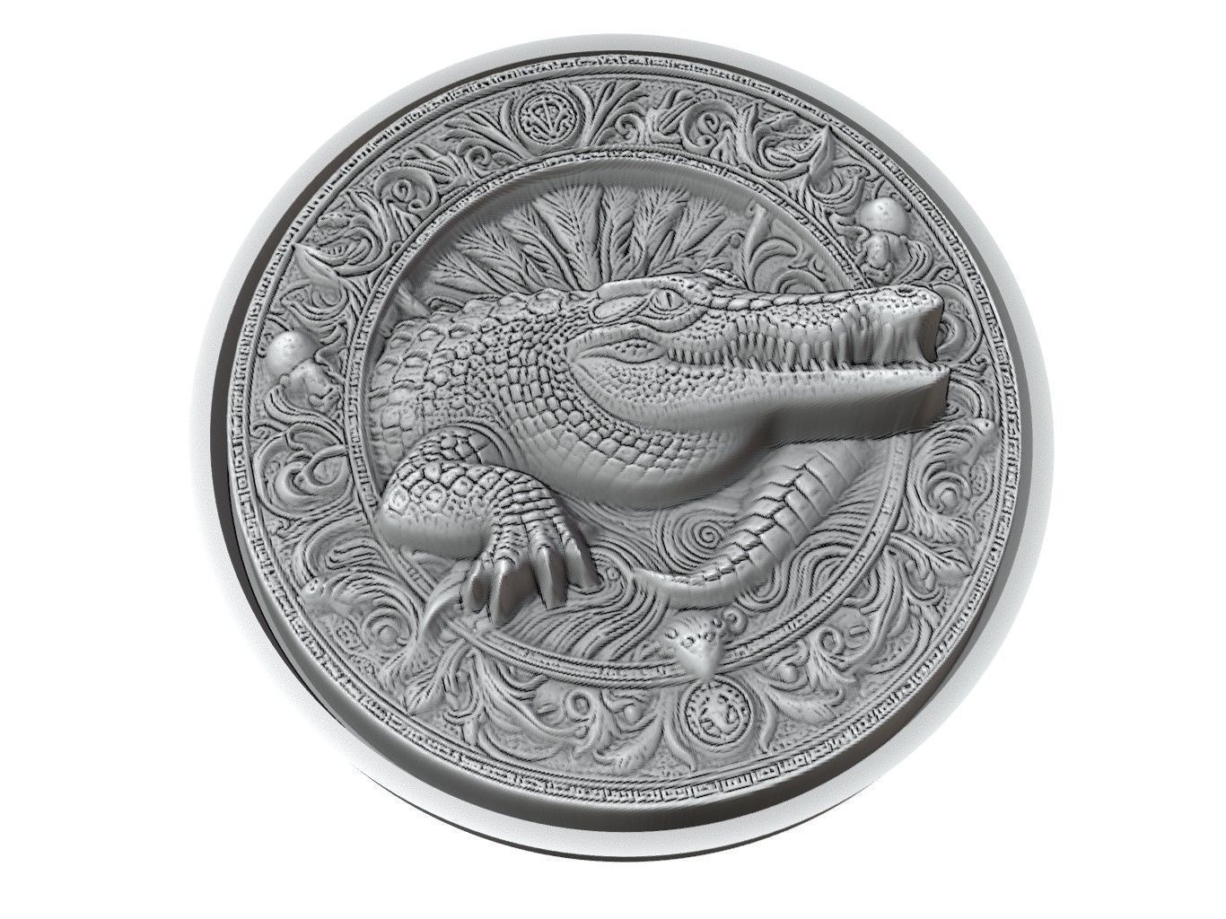 Crocodile Animal Medallion 3D print model_3