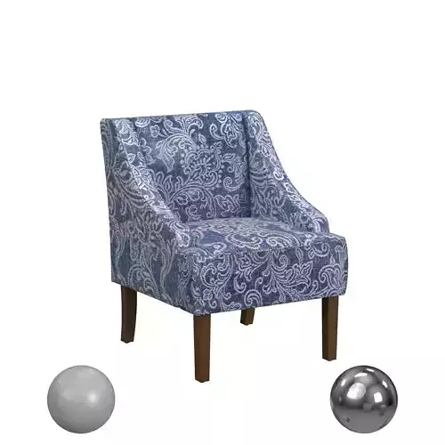 HomePop Classic Swoop Arm Chair - Denim Jacobean Print