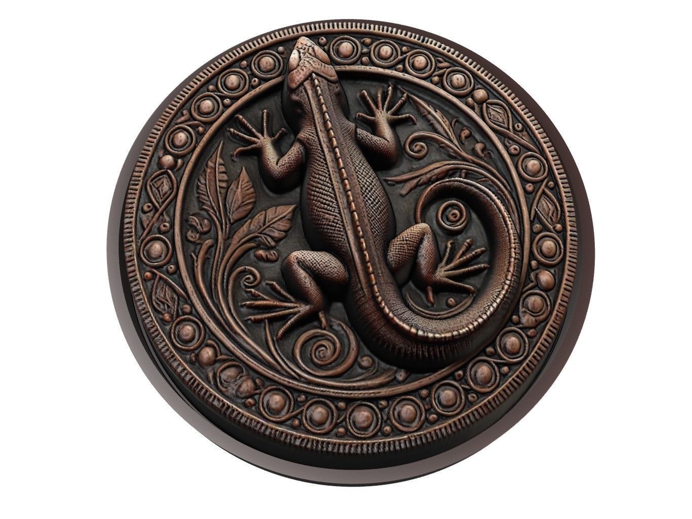 Lizard Animal Medallion 3D print model_1