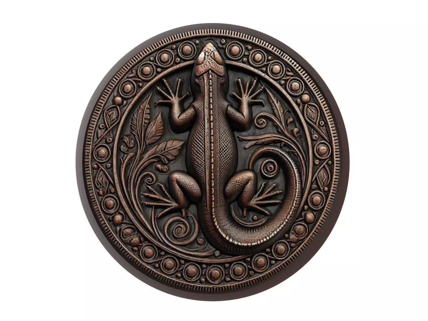 Lizard Animal Medallion 3D print model_0
