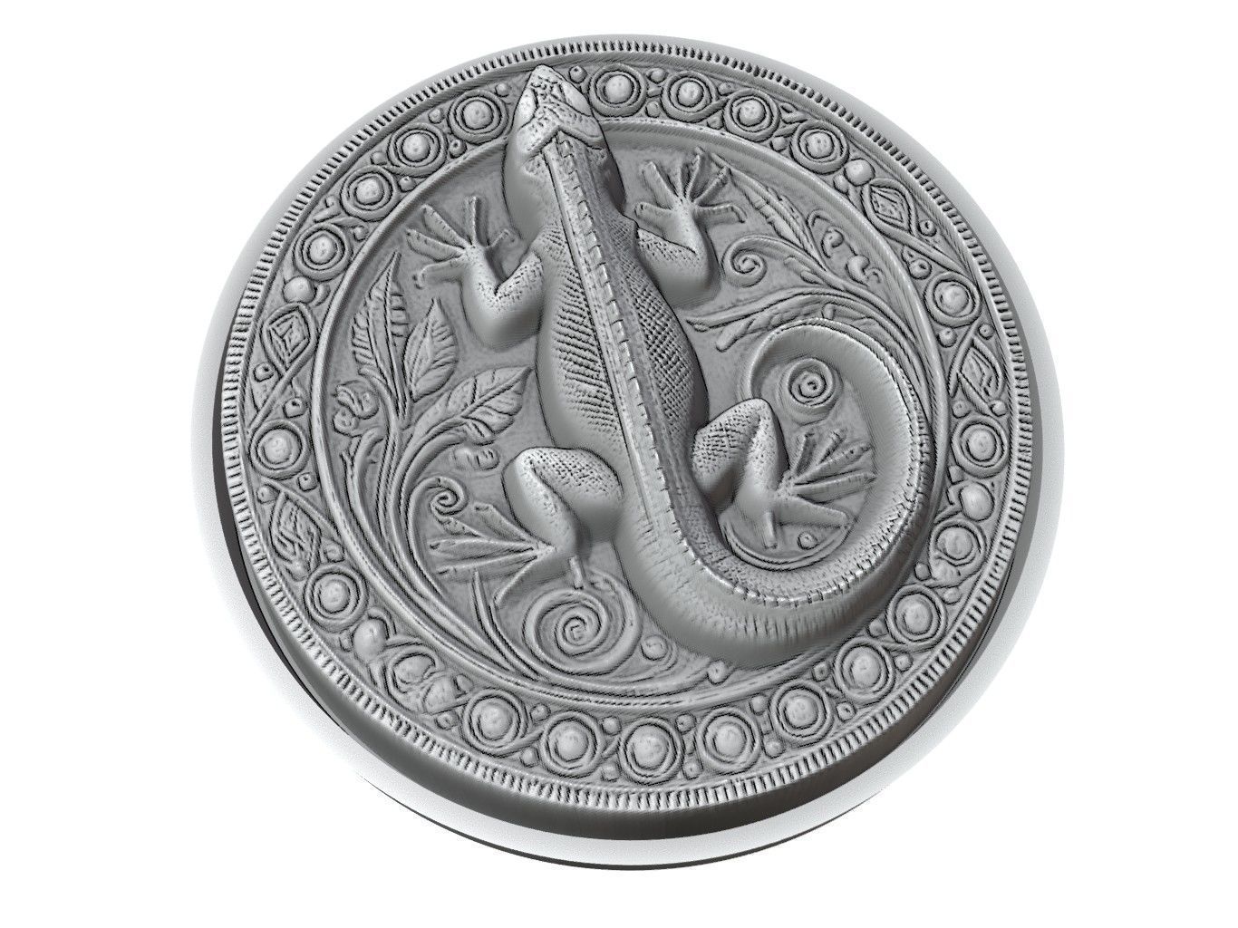 Lizard Animal Medallion 3D print model_3