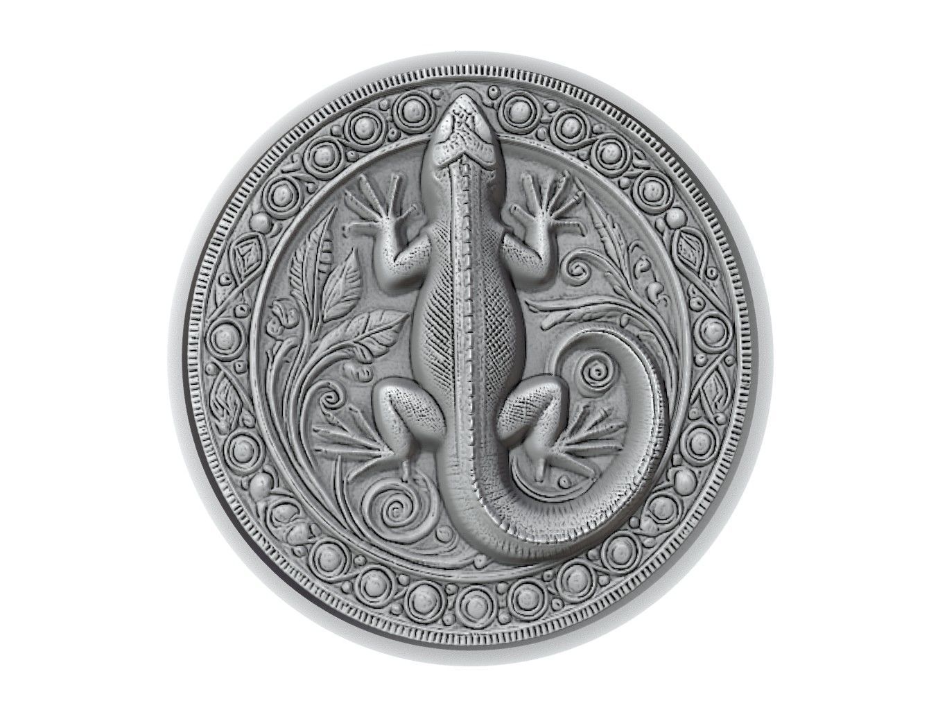 Lizard Animal Medallion 3D print model_2