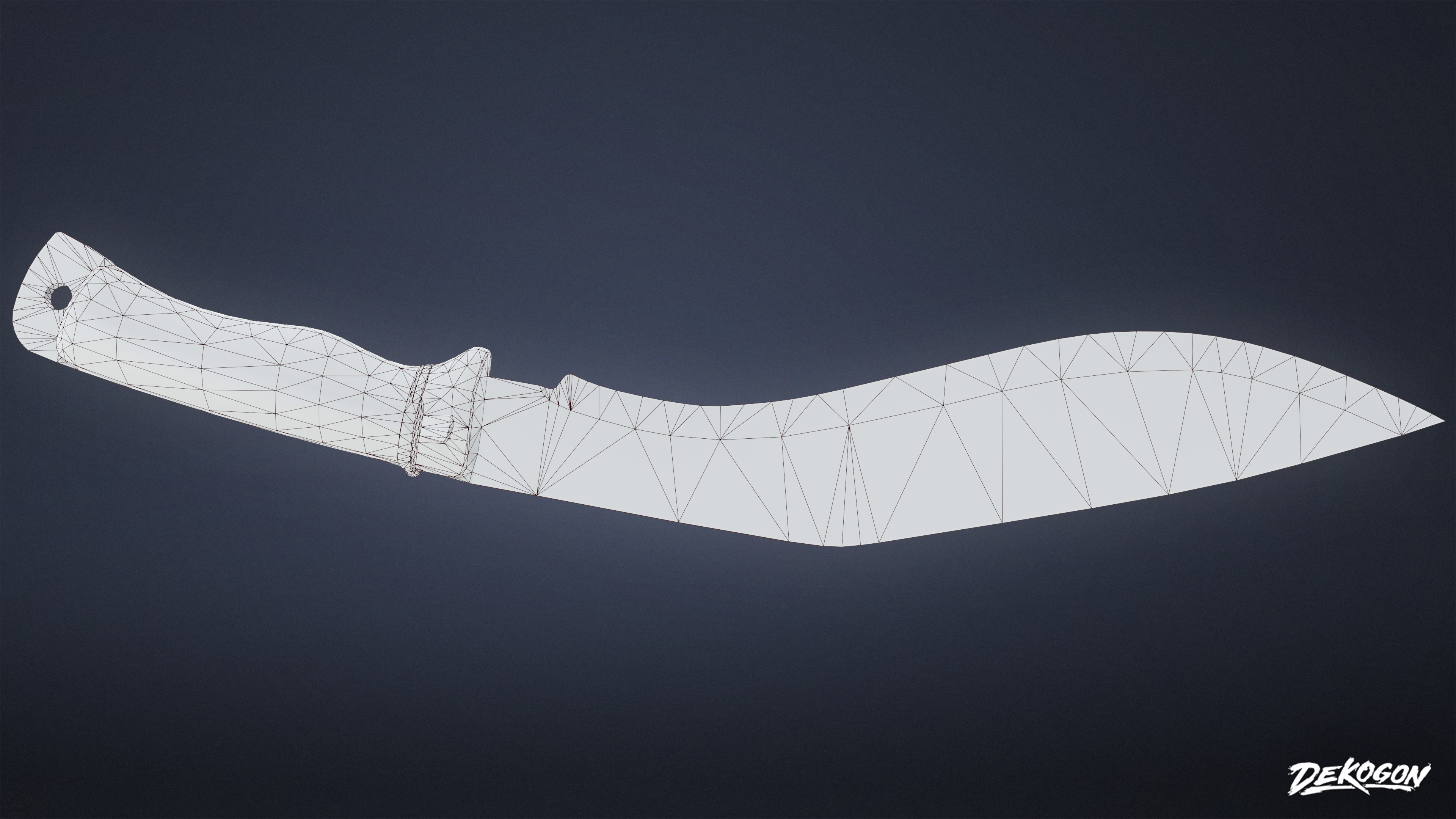 KNIVES - Knife Kukri 01 - LOW POLY Low-poly 3D model_9