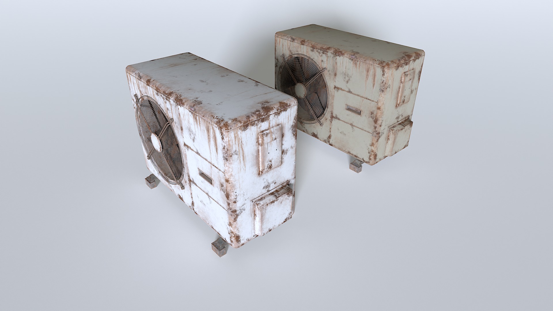 Rusty Rooftop AC hvac unit 3 Low-poly 3D model_2