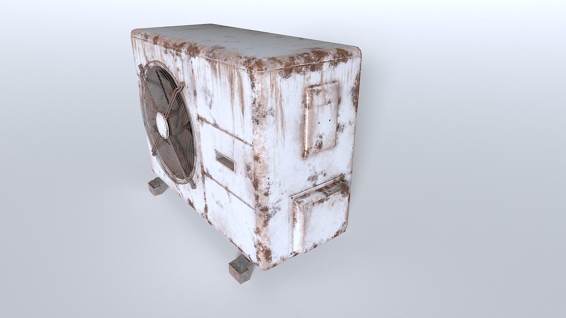 Rusty Rooftop AC hvac unit 3 Low-poly 3D model_5