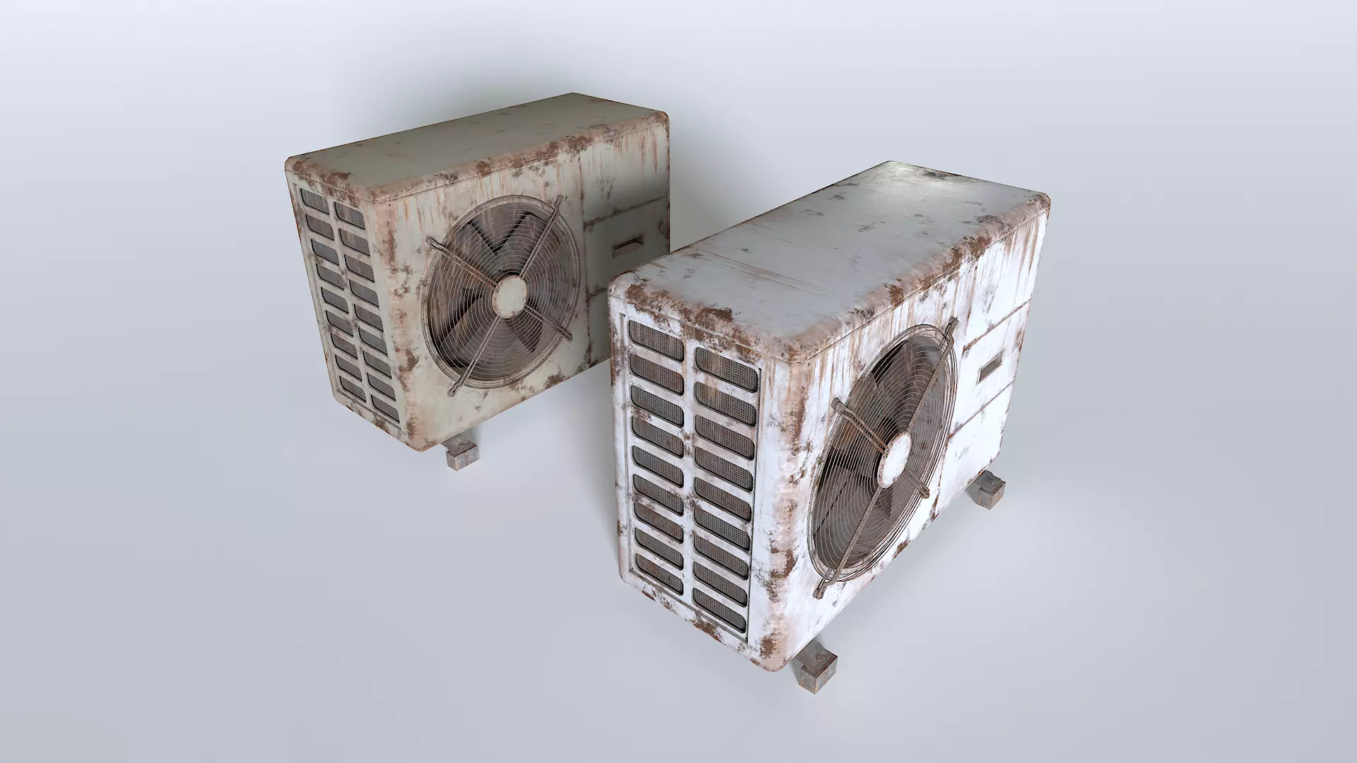 Rusty Rooftop AC hvac unit 3 Low-poly 3D model_0