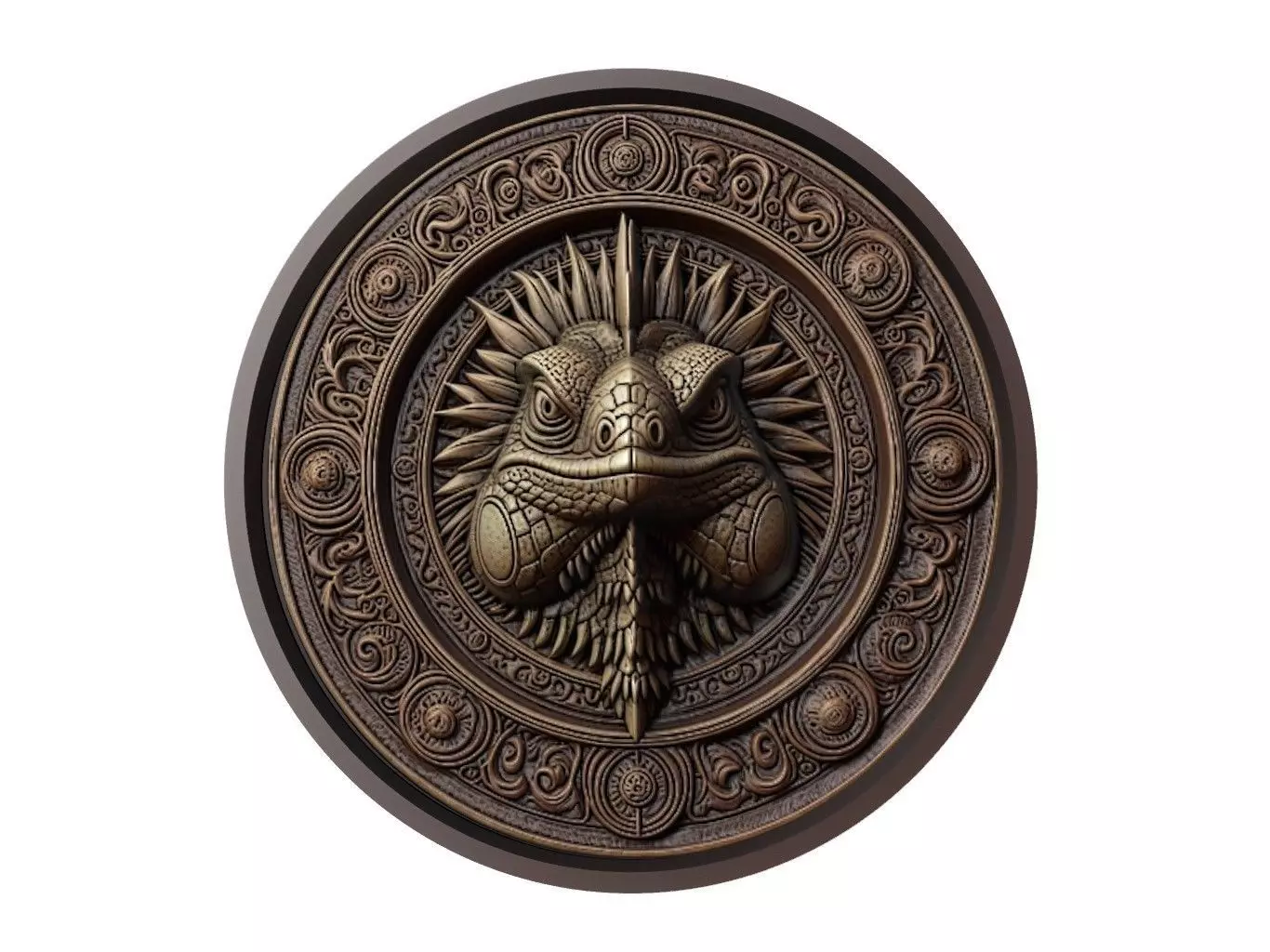 Iguana Animal Medallion 3D print model_0