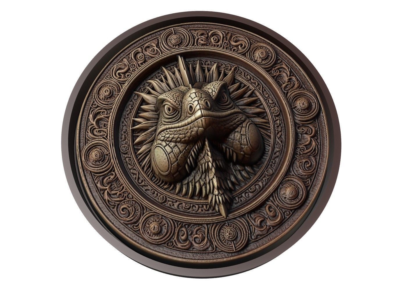 Iguana Animal Medallion 3D print model_1