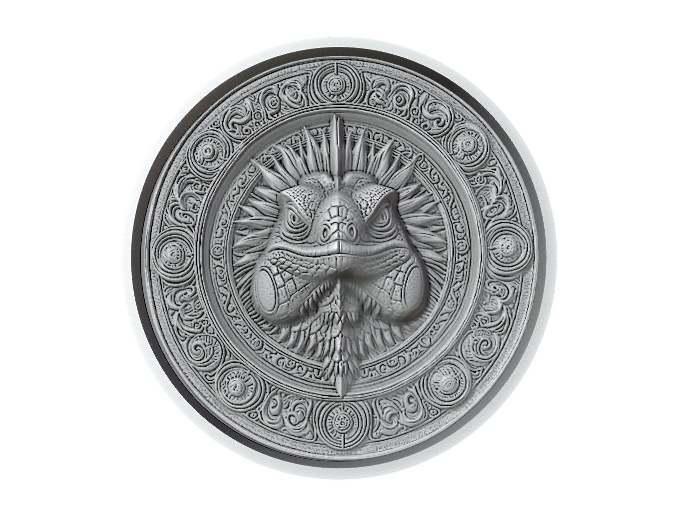 Iguana Animal Medallion 3D print model_2