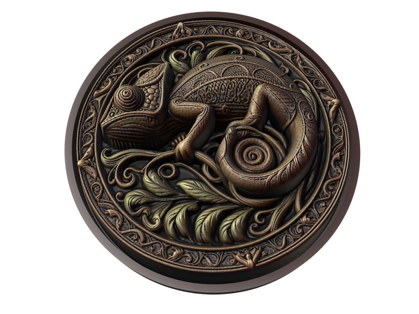 Chameleon Animal Medallion 3D print model_1