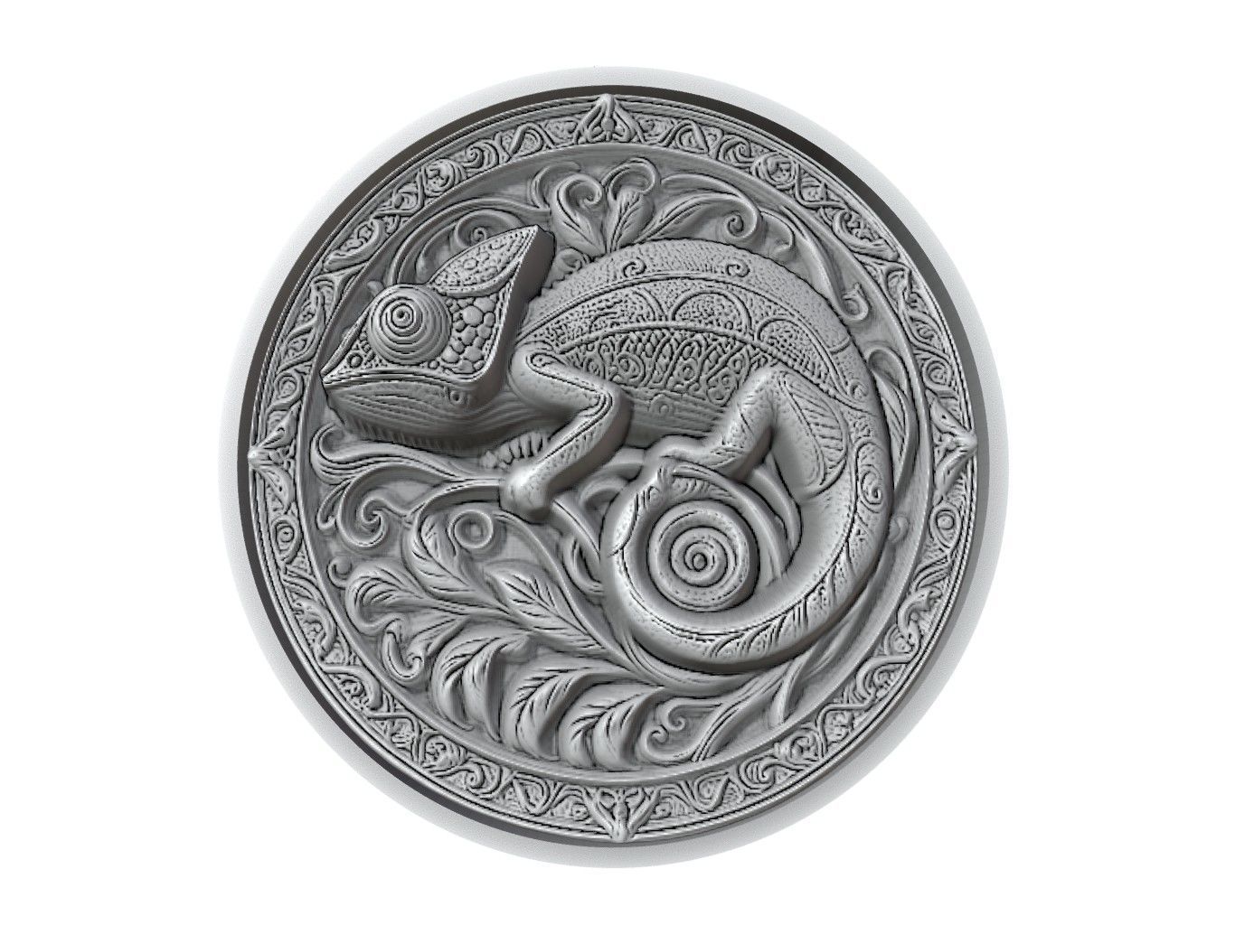 Chameleon Animal Medallion 3D print model_2
