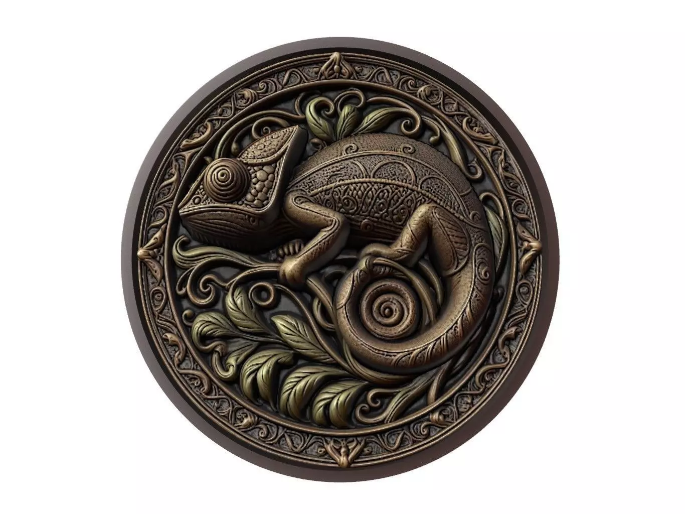 Chameleon Animal Medallion 3D print model_0