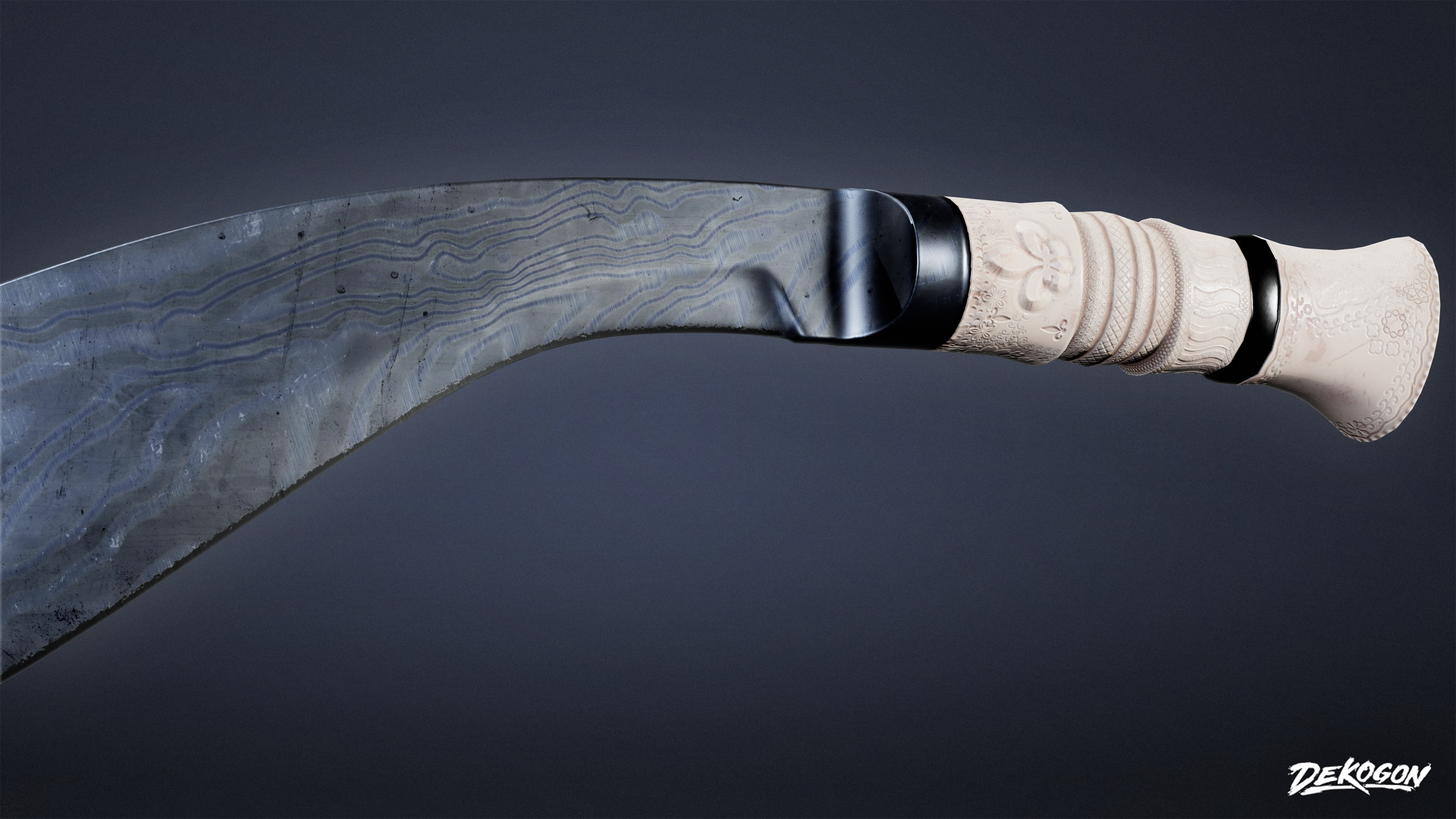 KNIVES - Knife Kukri 02 - LOW POLY Low-poly 3D model_4