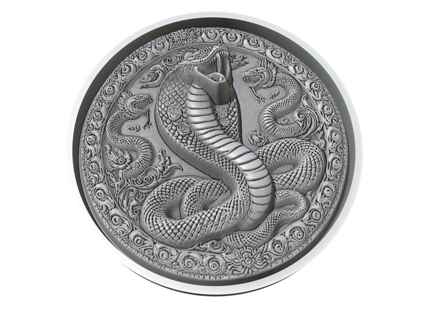 Snake Animal Medallion 3D print model_3