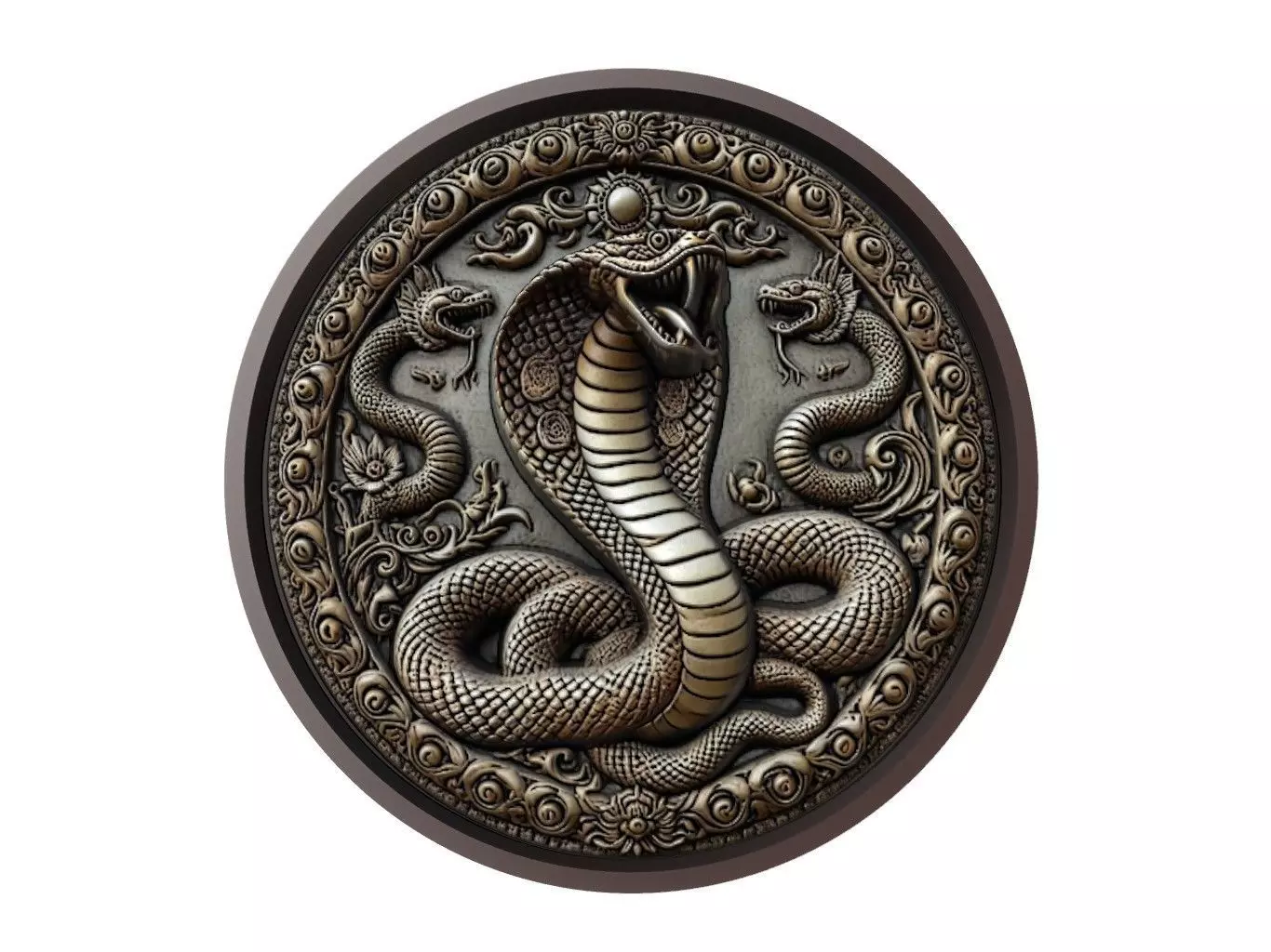Snake Animal Medallion 3D print model_0