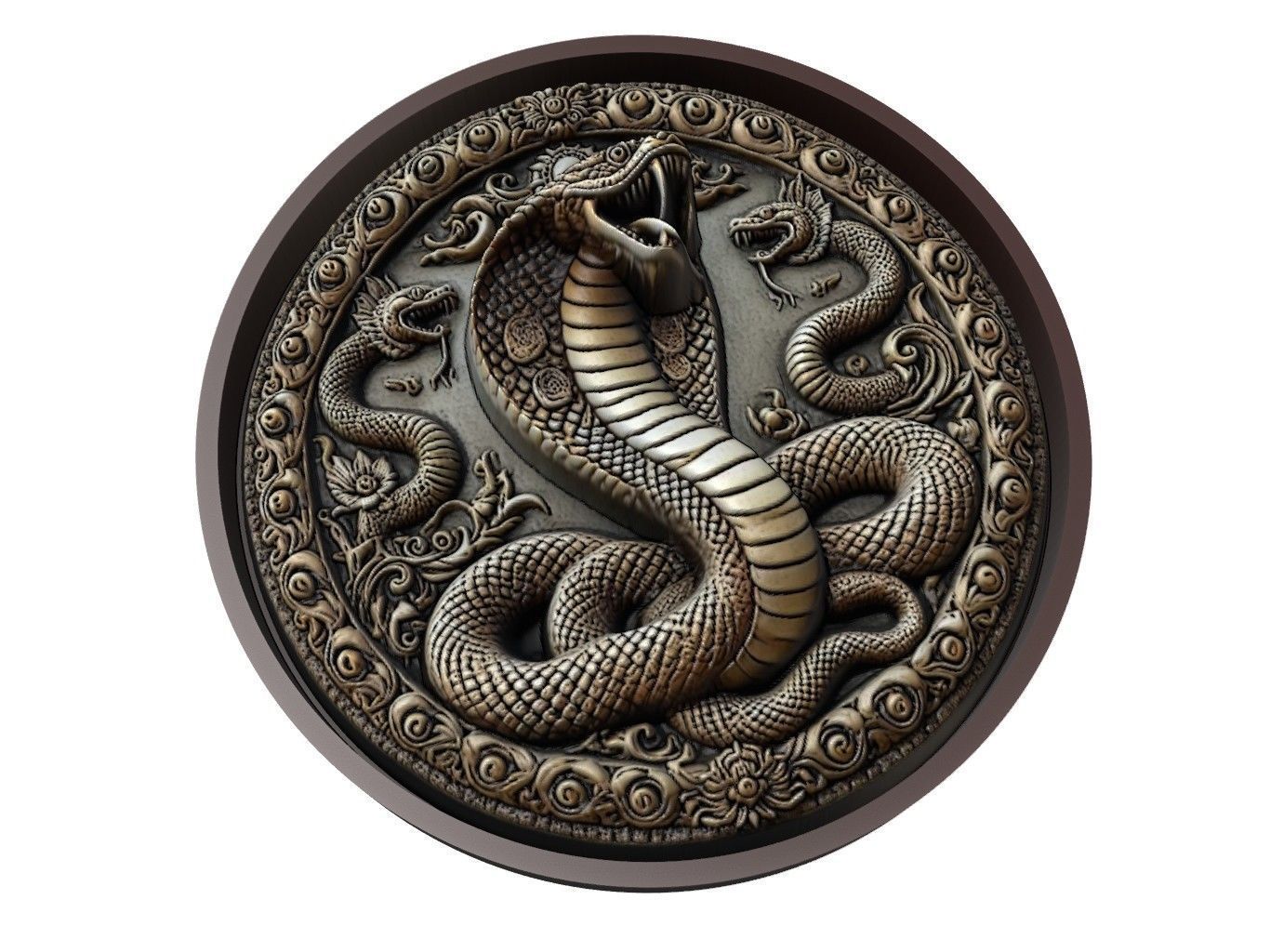 Snake Animal Medallion 3D print model_1
