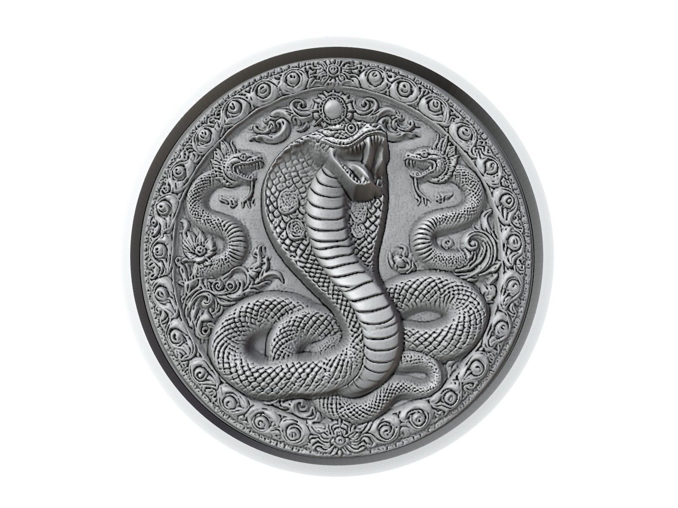 Snake Animal Medallion 3D print model_2