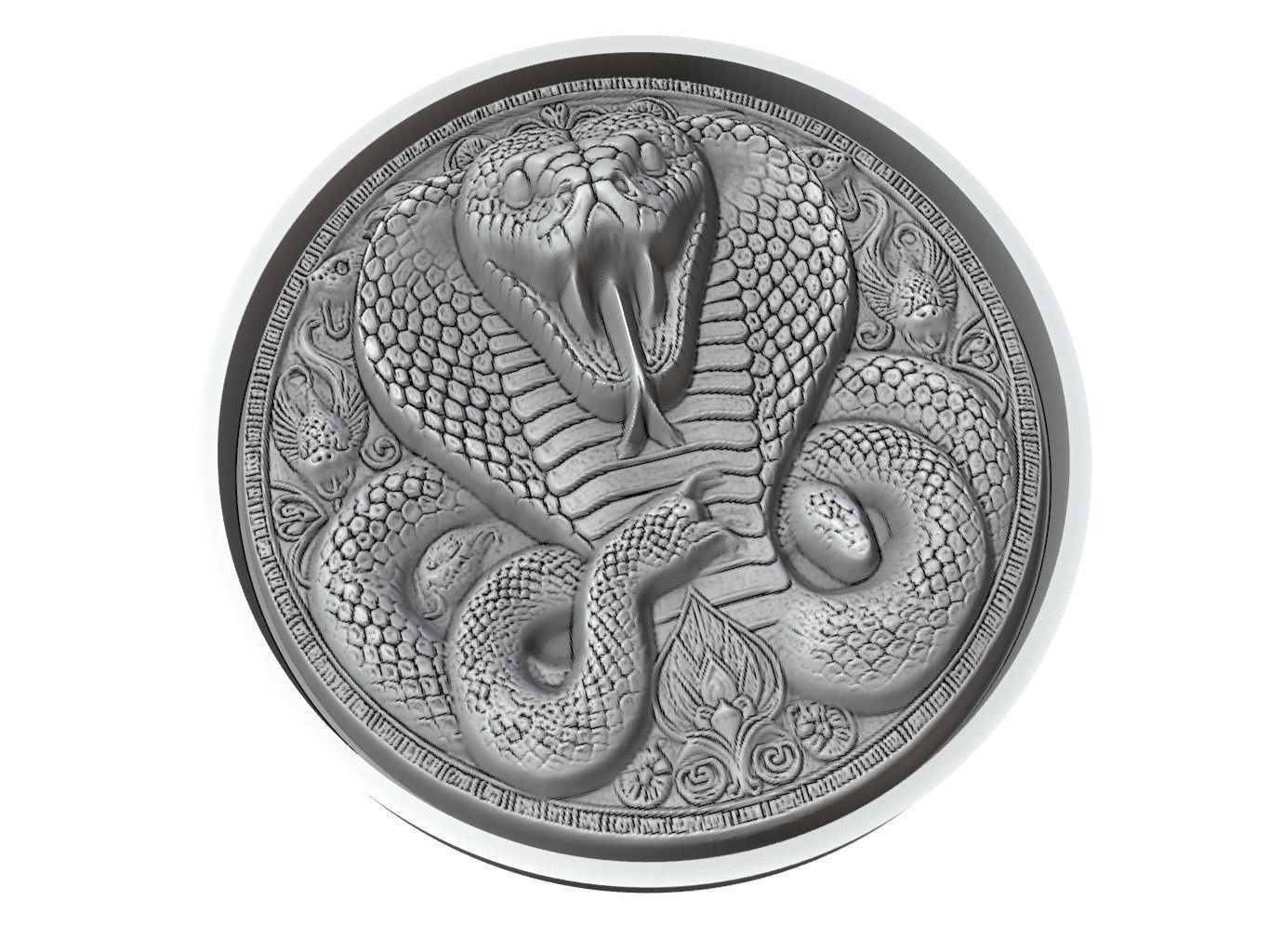 Python Animal Medallion 3D print model_3