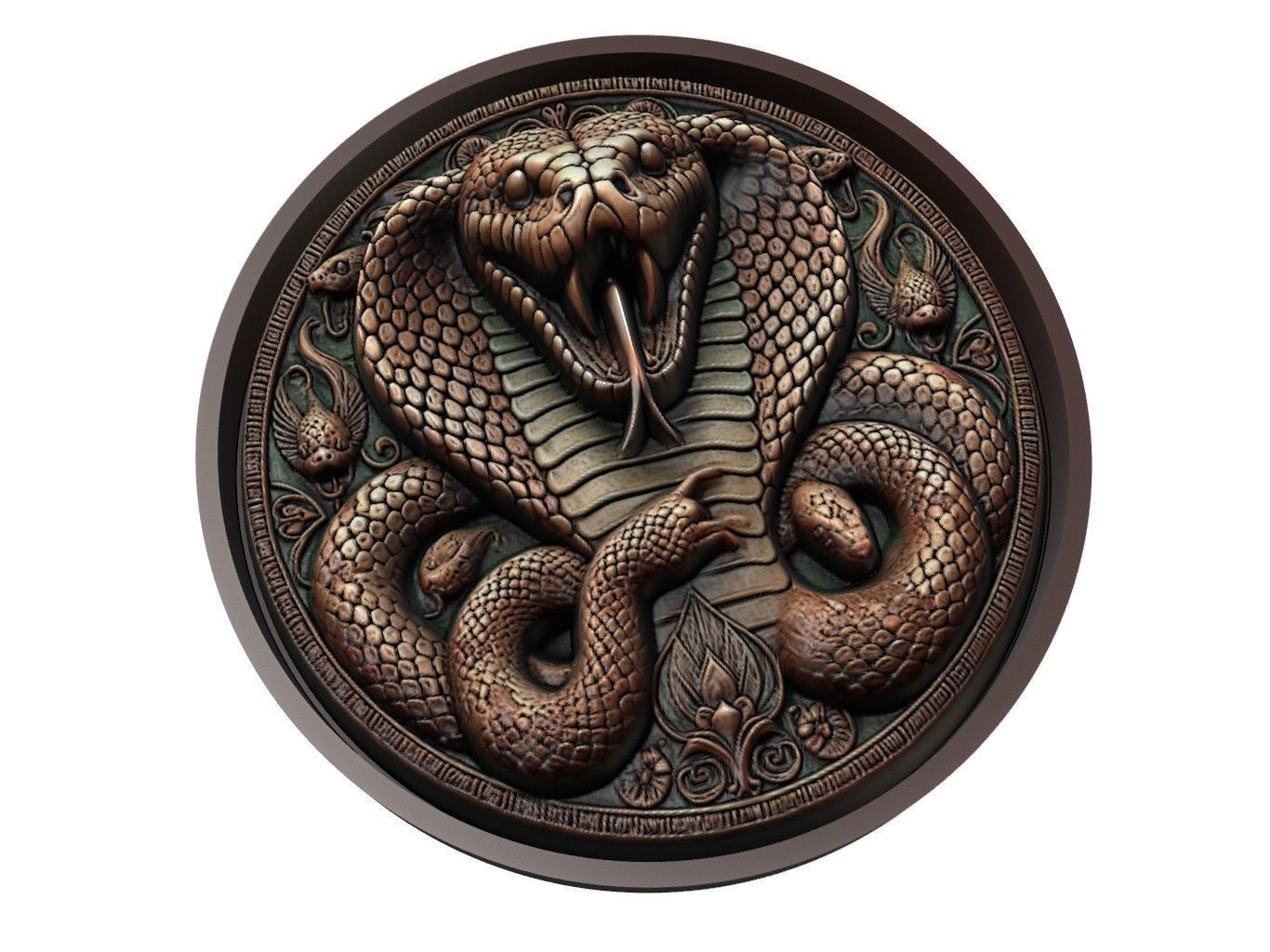 Python Animal Medallion 3D print model_1
