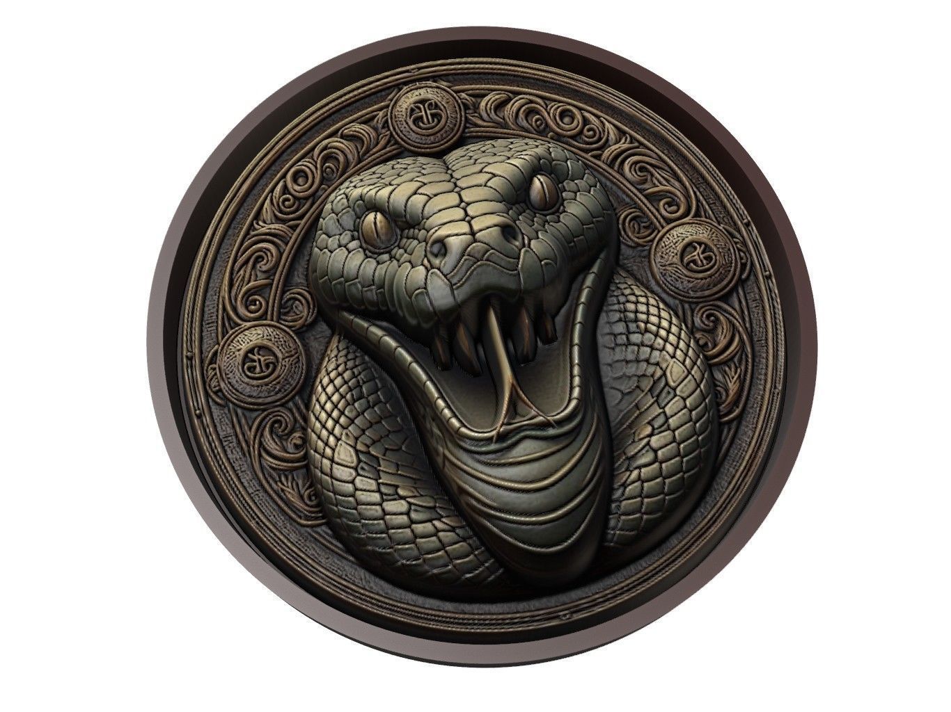 Python Animal Medallion 3D print model_1