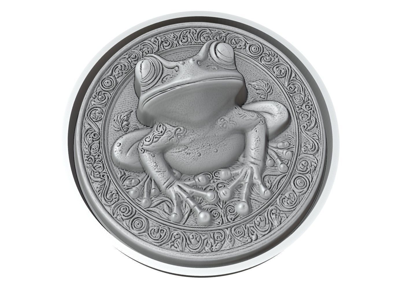 Frog Animal Medallion 3D print model_2