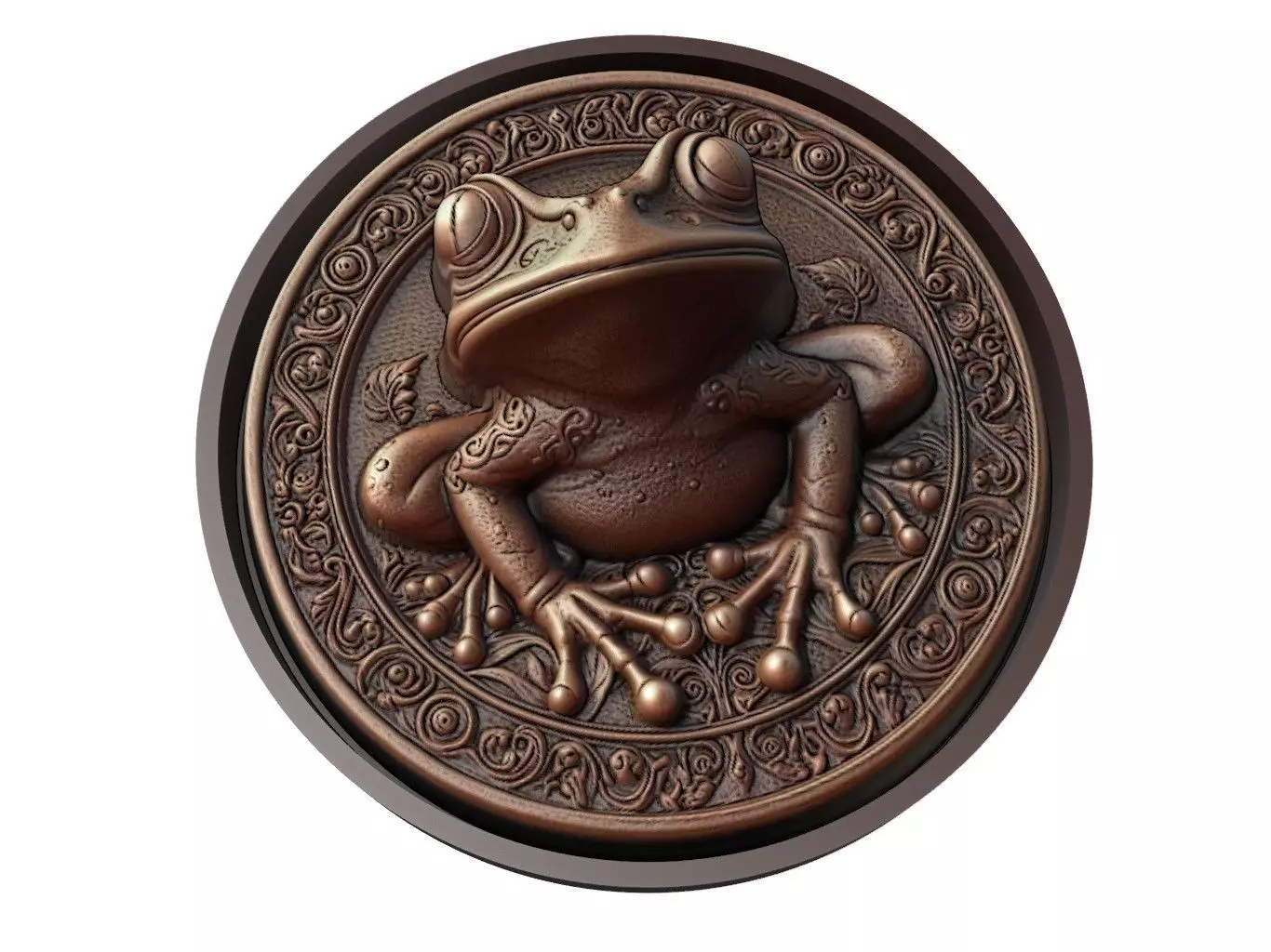 Frog Animal Medallion 3D print model_0