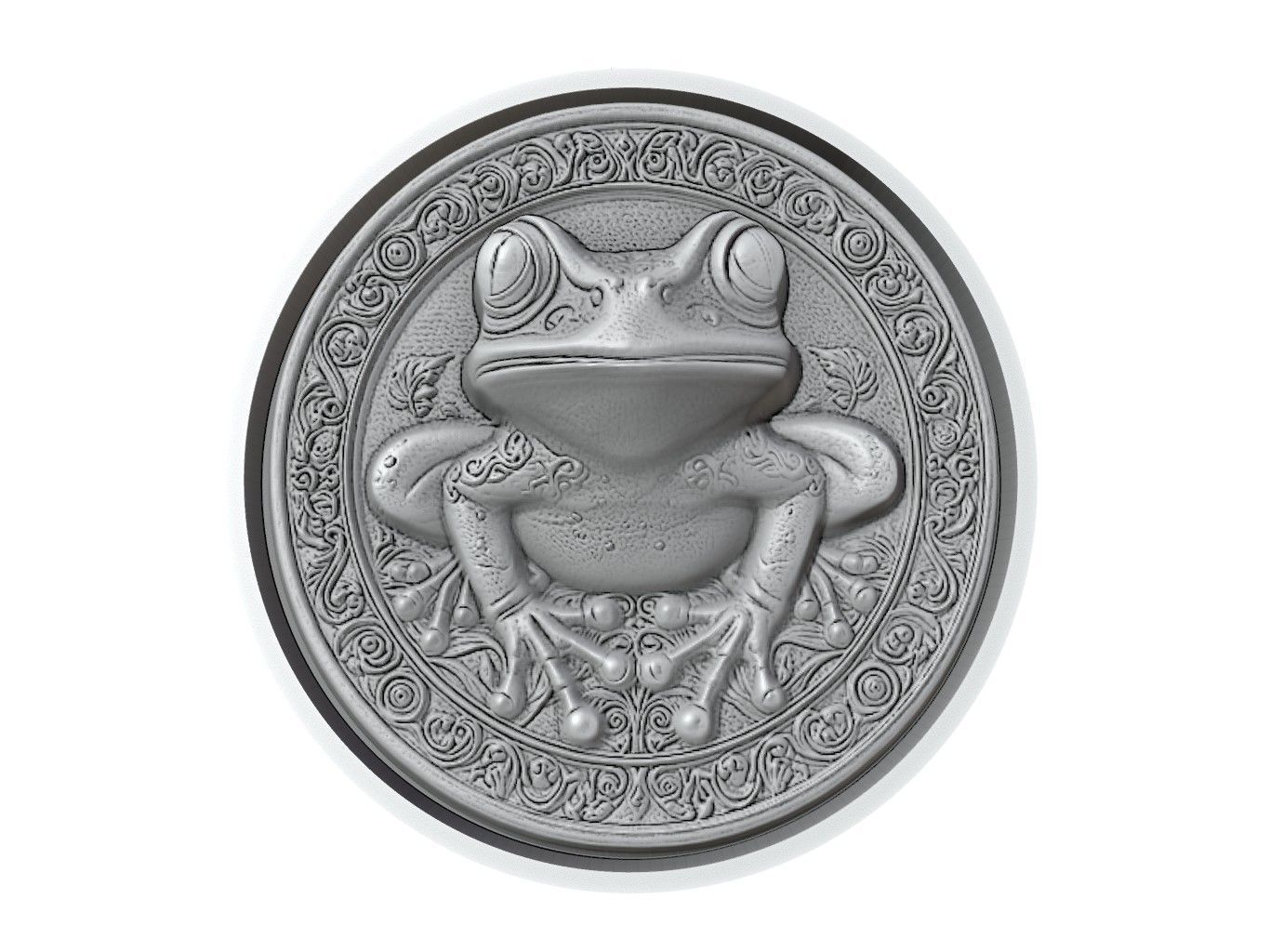 Frog Animal Medallion 3D print model_3