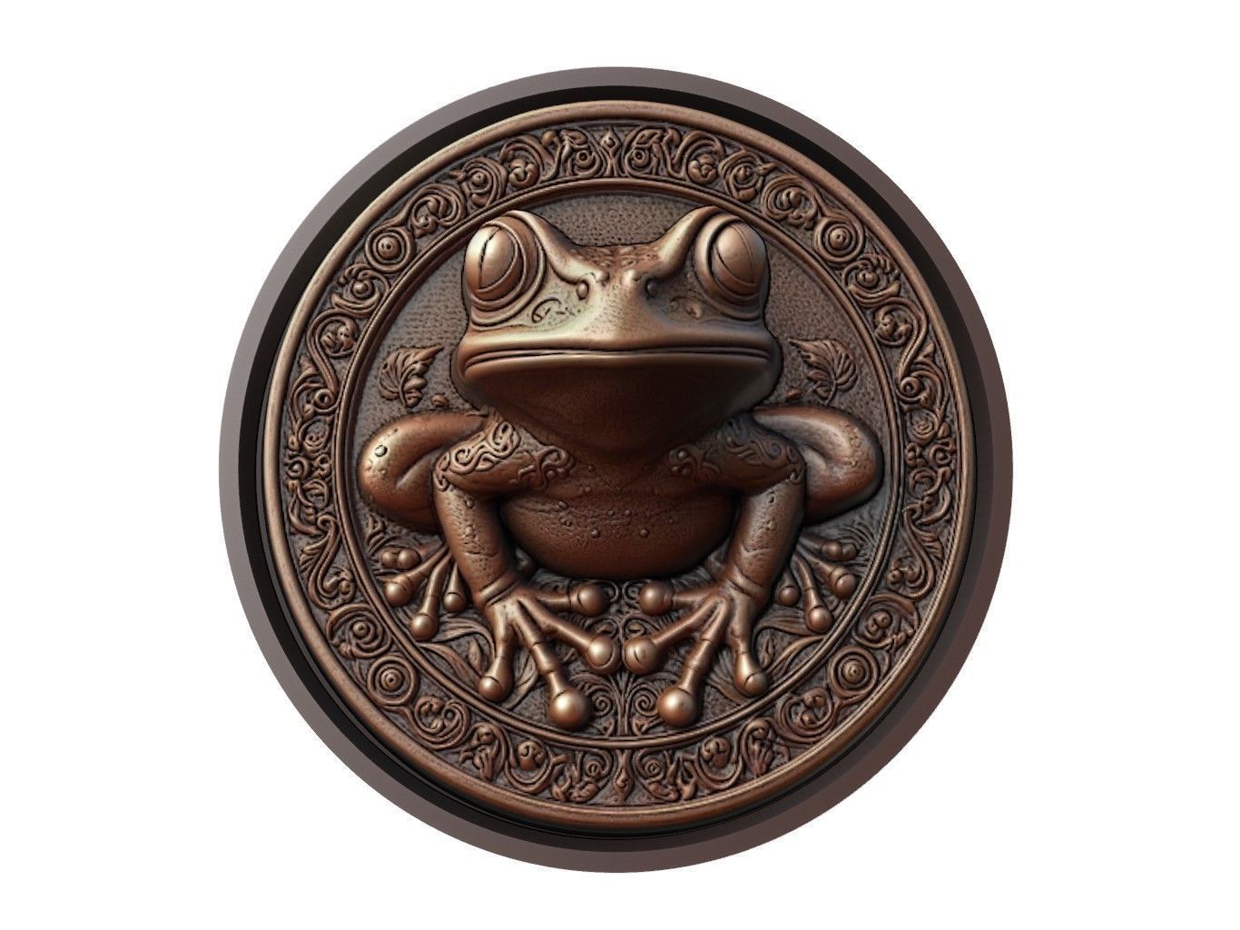Frog Animal Medallion 3D print model_1