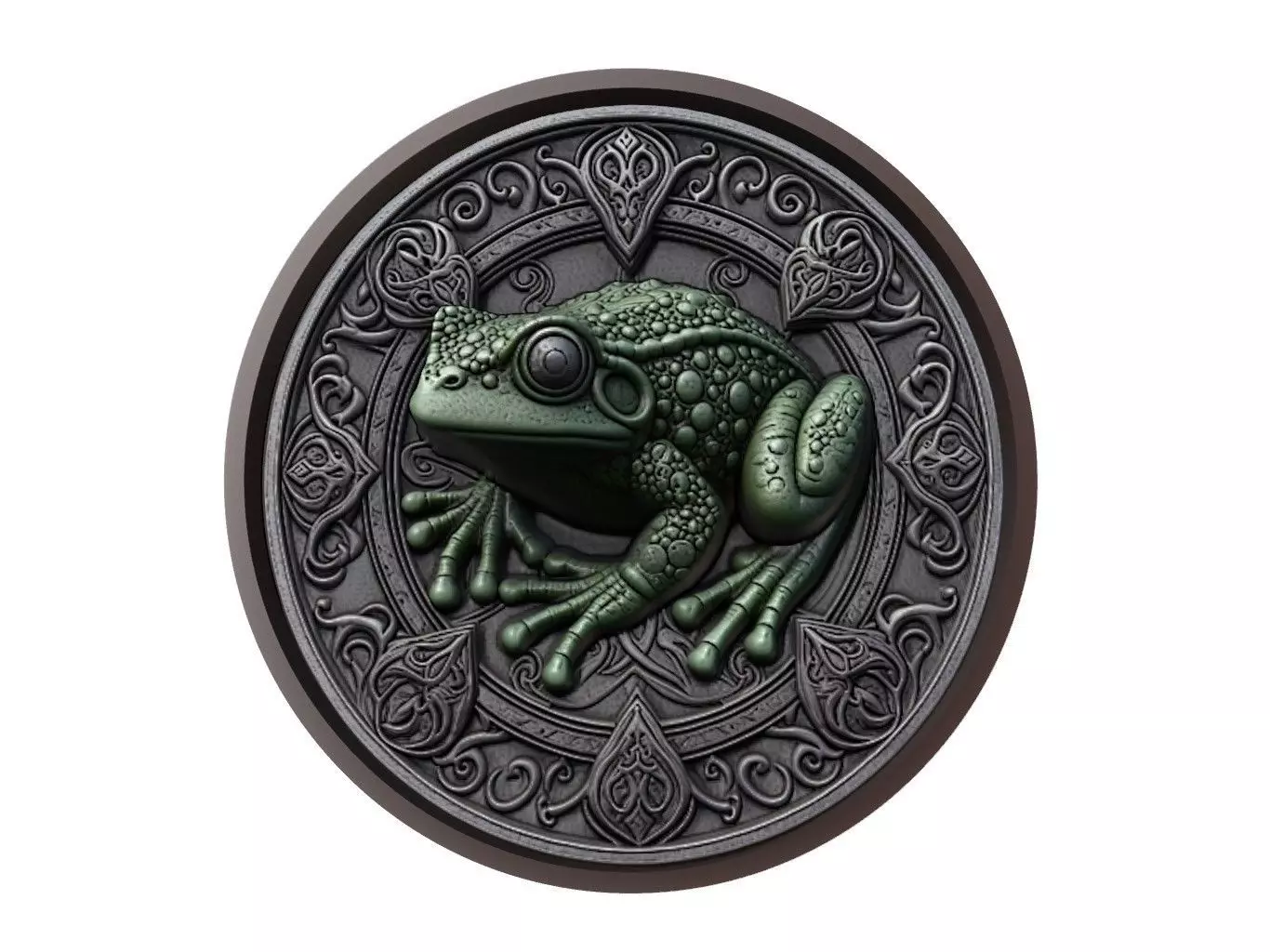 Frog Animal Medallion 3D print model_0