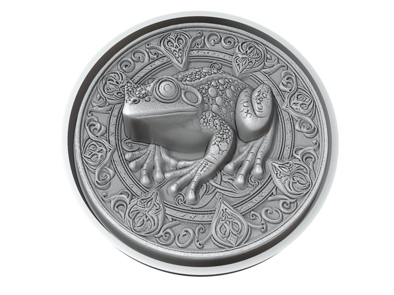 Frog Animal Medallion 3D print model_3