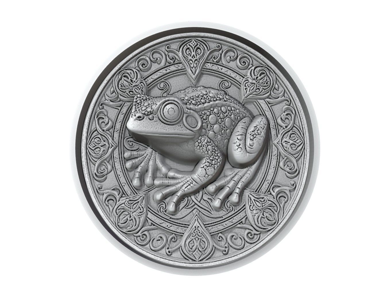 Frog Animal Medallion 3D print model_2