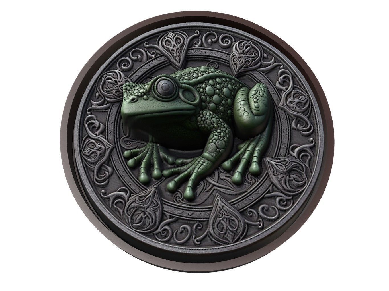 Frog Animal Medallion 3D print model_1