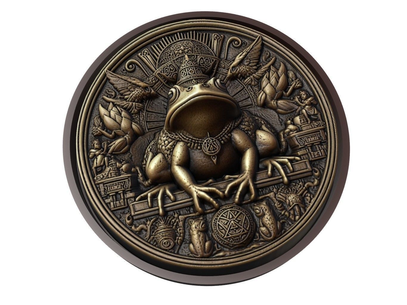 Toad Animal Medallion 3D print model_1