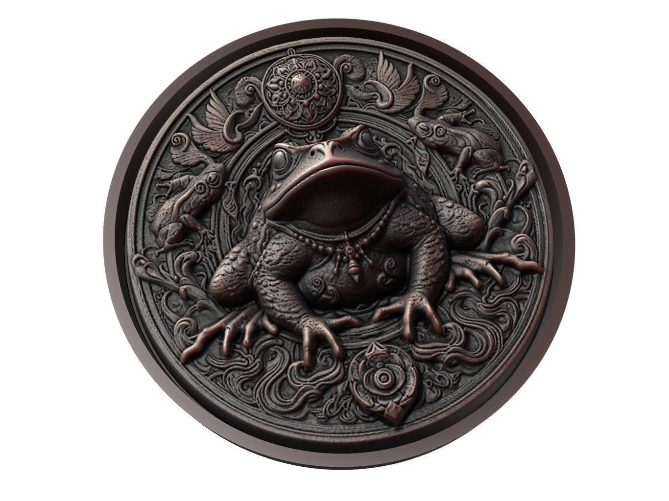 Toad Animal Medallion 3D print model_1