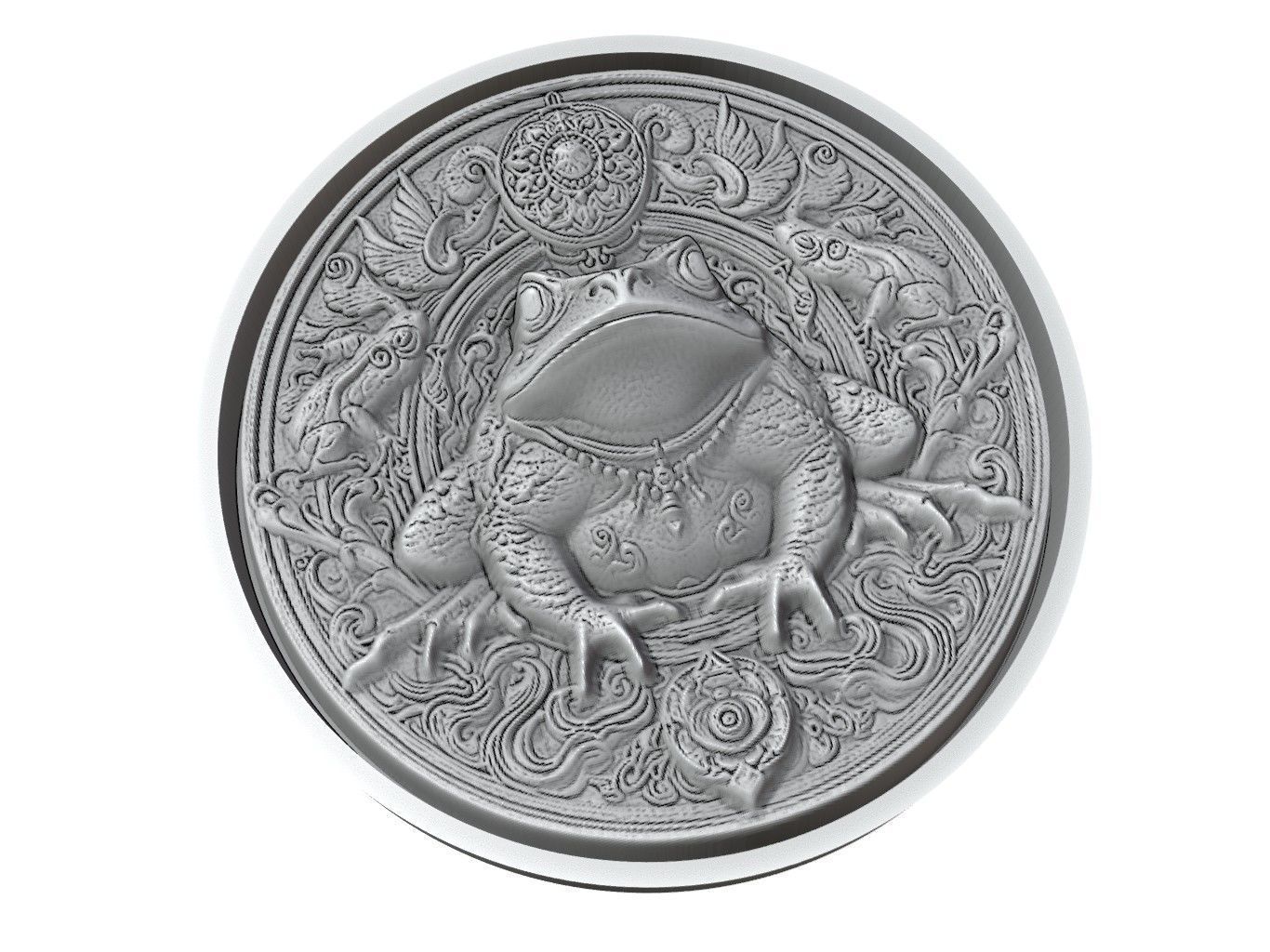 Toad Animal Medallion 3D print model_3