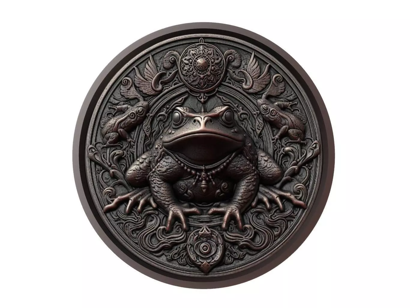 Toad Animal Medallion 3D print model_0