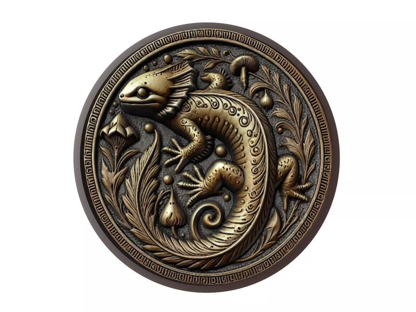 Salamander Animal Medallion 3D print model_0