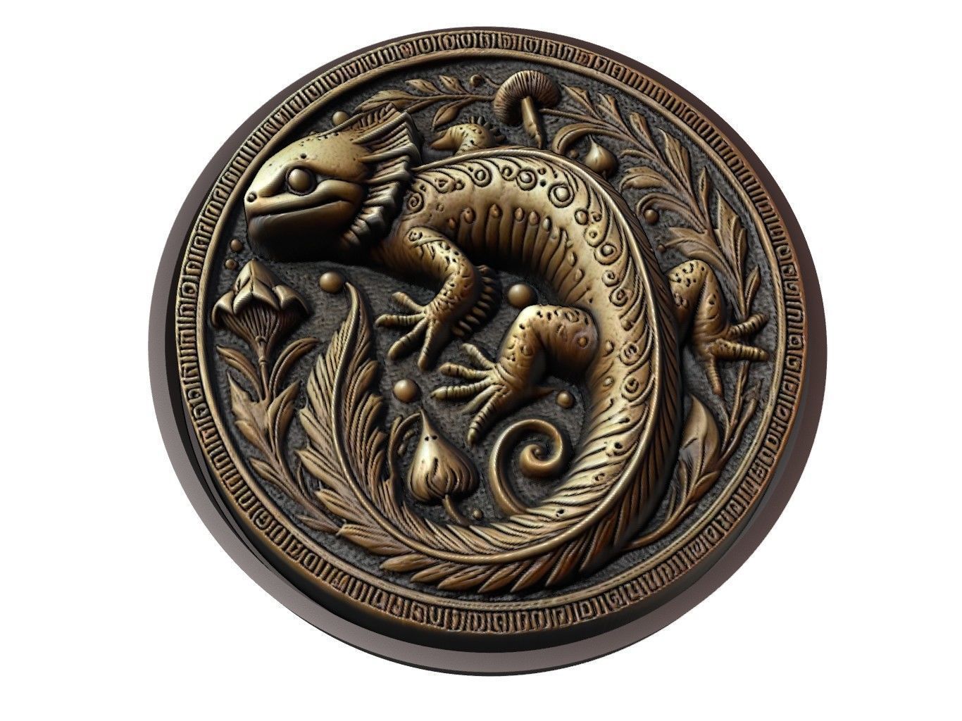 Salamander Animal Medallion 3D print model_1
