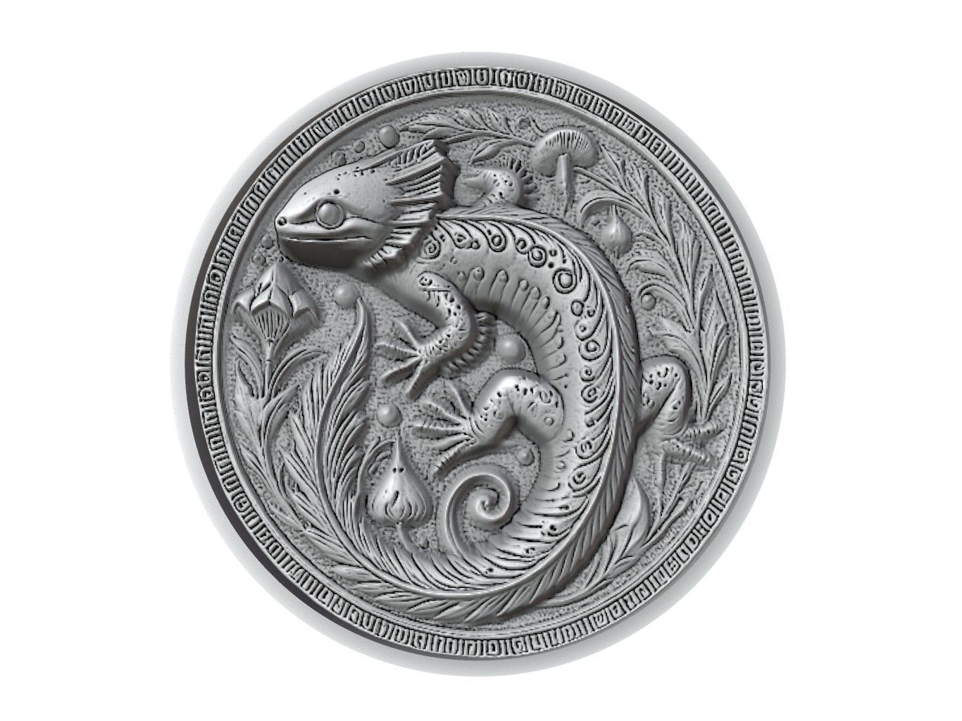 Salamander Animal Medallion 3D print model_2