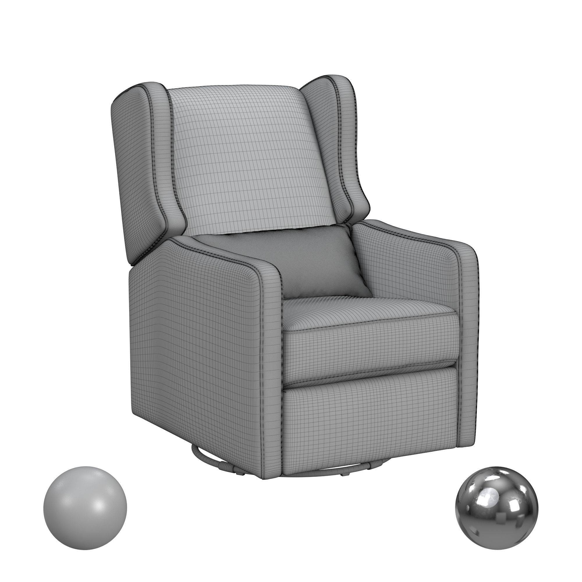 Arlo Recliner And Swivel Glider In Performance Cream 3D model_4
