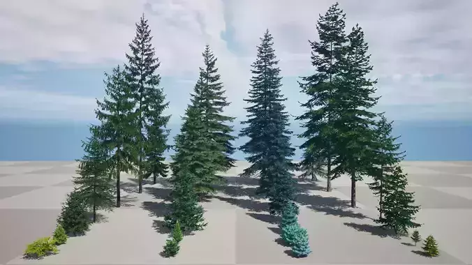 AB3D Plants Volume 8 Spruces for UE 5 28 types 3D model