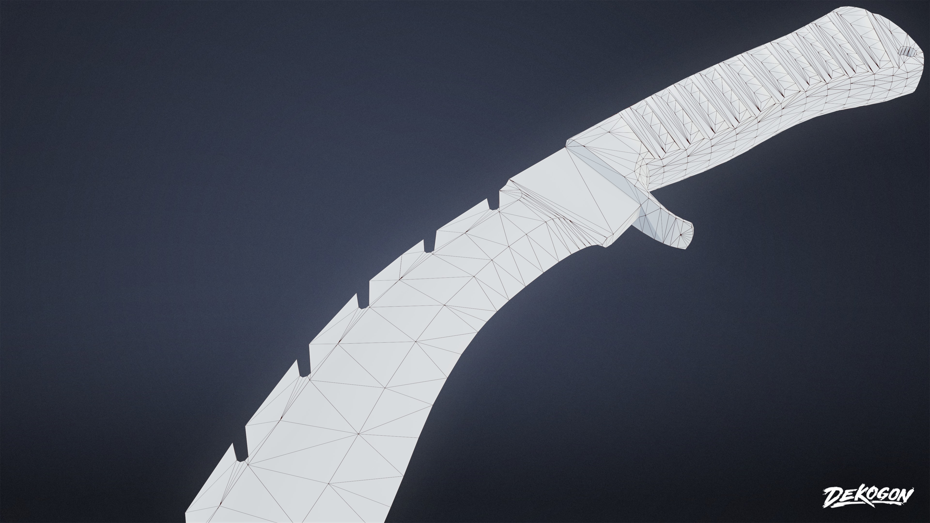 KNIVES - Knife Kukri 04 - LOW POLY Low-poly 3D model_8